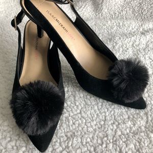 Isaac Mizrahi Live Black Suede Sling Back Shoe